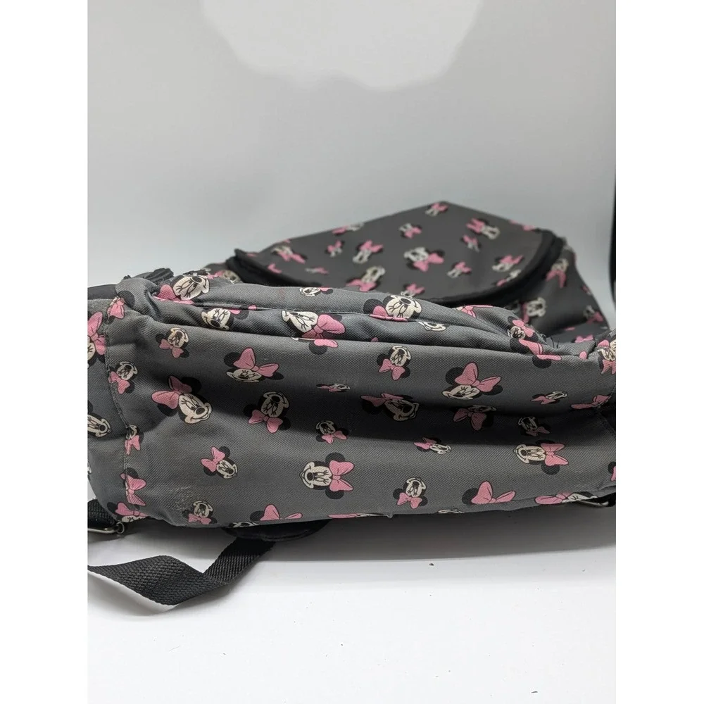 Disney Minnie Mouse Backpack Gray Pink Bow School Travel Book Bag 12x17 Kids